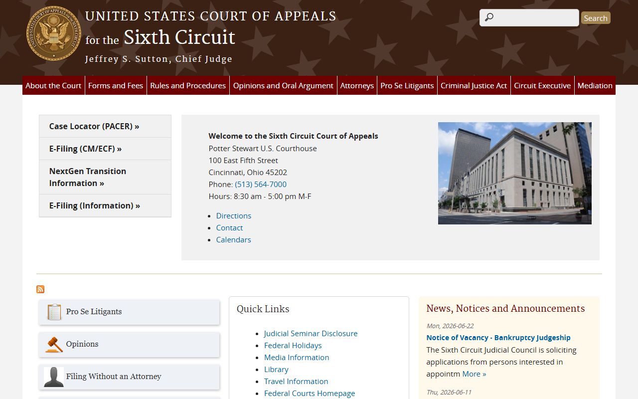Woodford County Circuit Court records Sixth Circuit federal appeals
