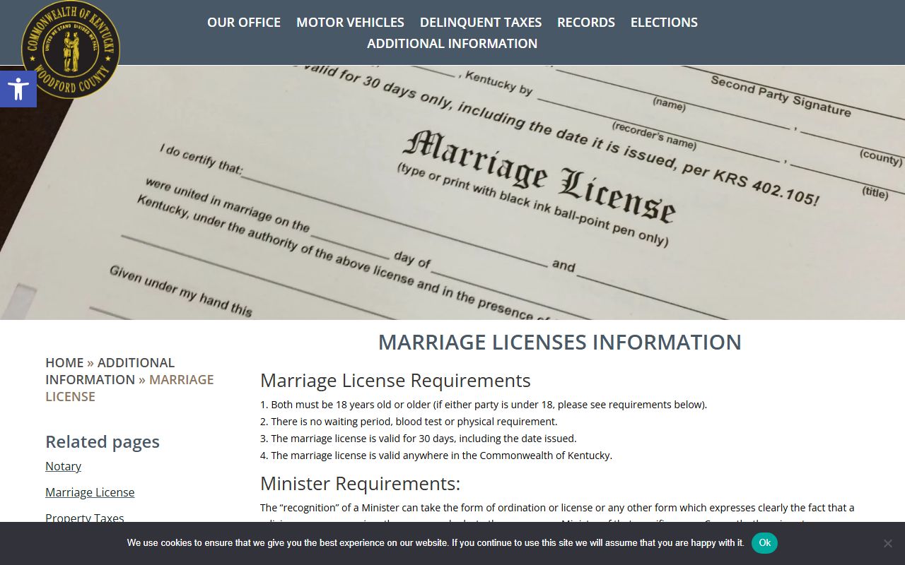 Woodford County marriage and divorce records marriage license rules